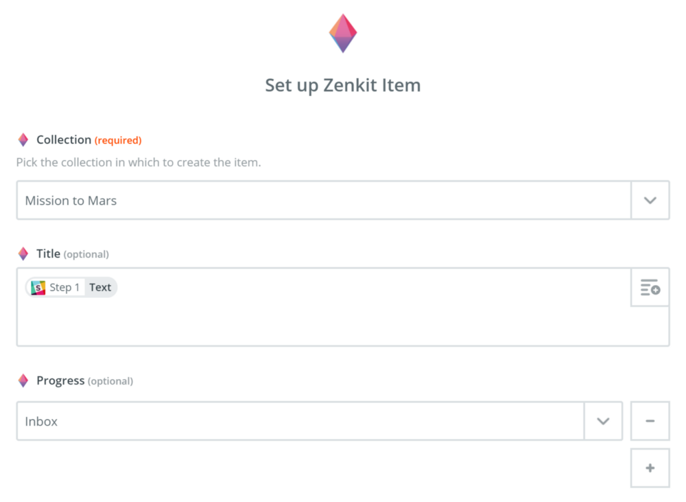 setting up a zenkit zap