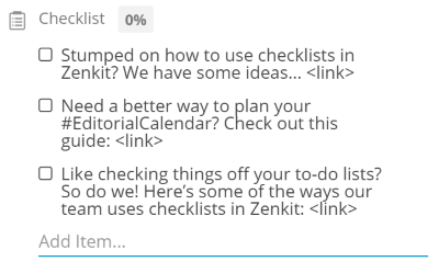 blog checklist in zenkit