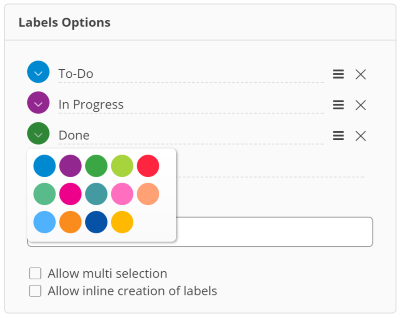 screenshot of color options in labels