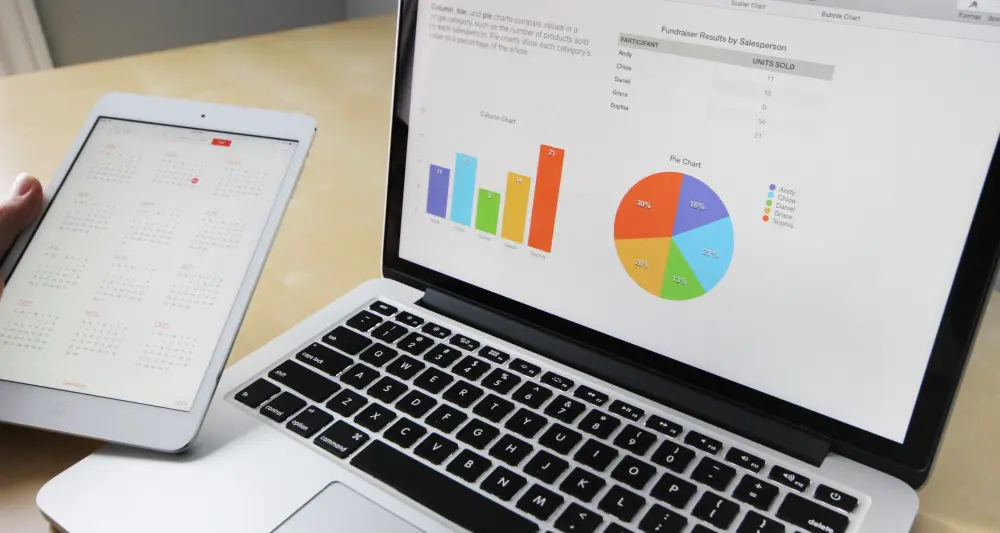 Spreadsheet and database shown on laptop and tablet