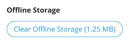 clear offline storage button in zenkit profile