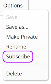 subscribe button in filter menu