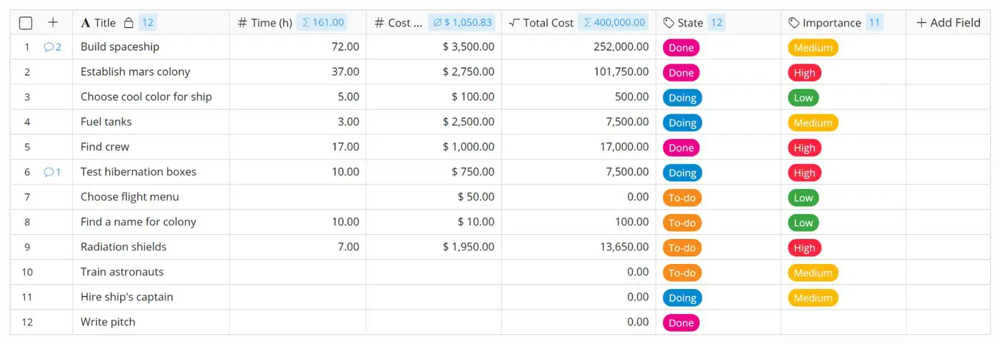 Zenkit's web database