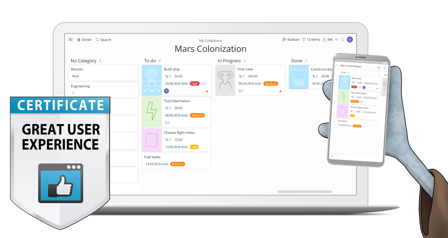 Zenkit project management great user experience award