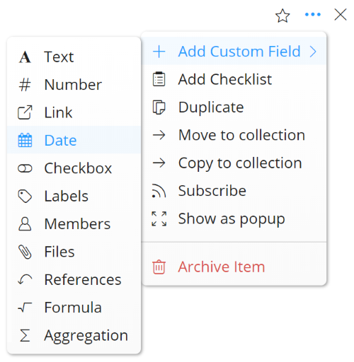 Screenshot of Custom Fields Trello alternative