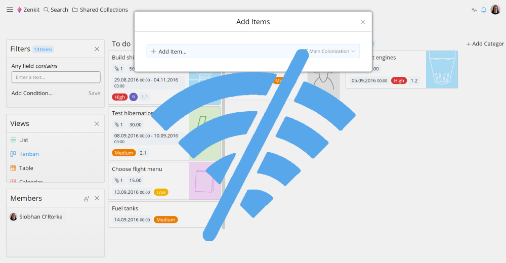 zenkit offline storage image