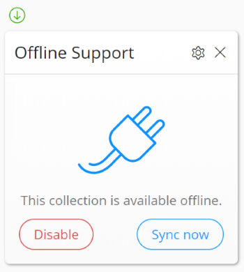 screenshot of zenkit collection offline status
