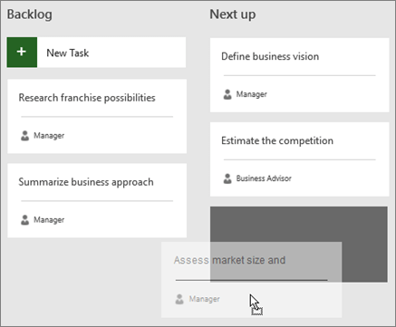 Screenshot of Microsoft Project Agile mode