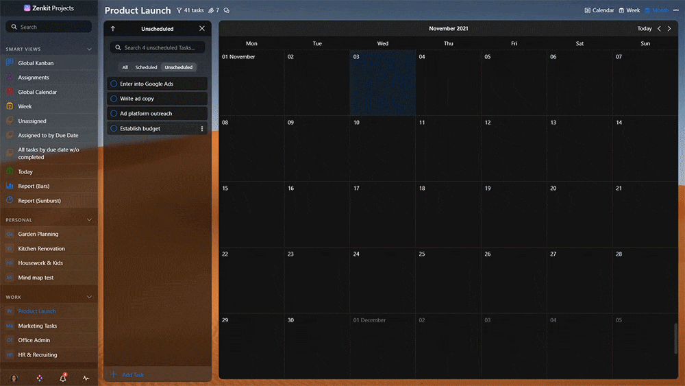 Demonstration of Calendar Unscheduling