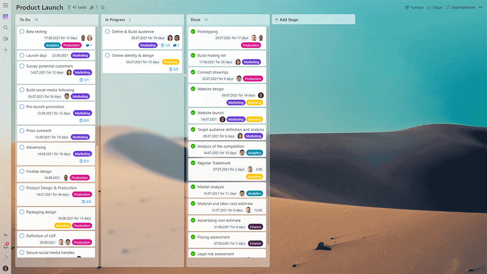 Demostración de la Vista de Lista en Zenkit