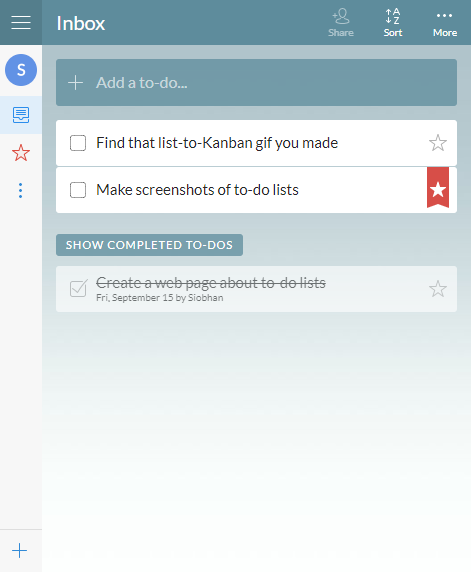 To-do List view in Wunderlist