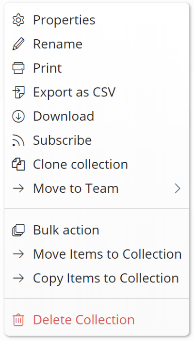 collection options menu