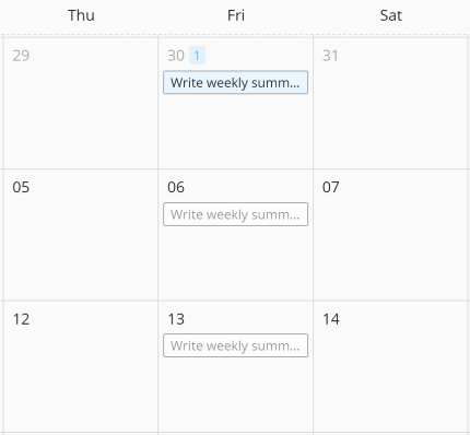 virtual items on a zenkit calendar