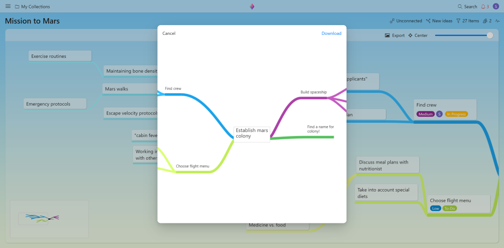 export zenkit mind map