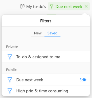 saved filters new design