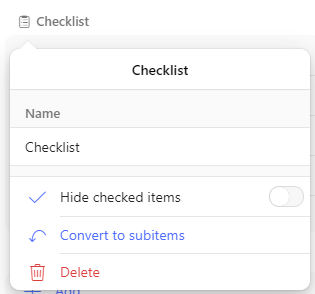 convert checklist to subitems