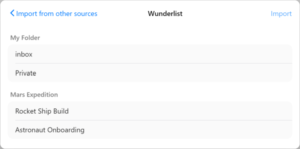 zenkit list of wunderlist data