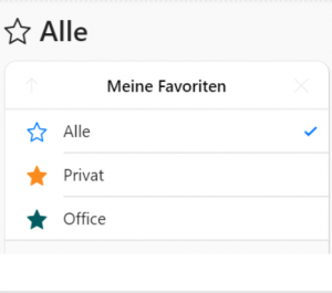 Meine Favoriten Screenshot aus Zenkit