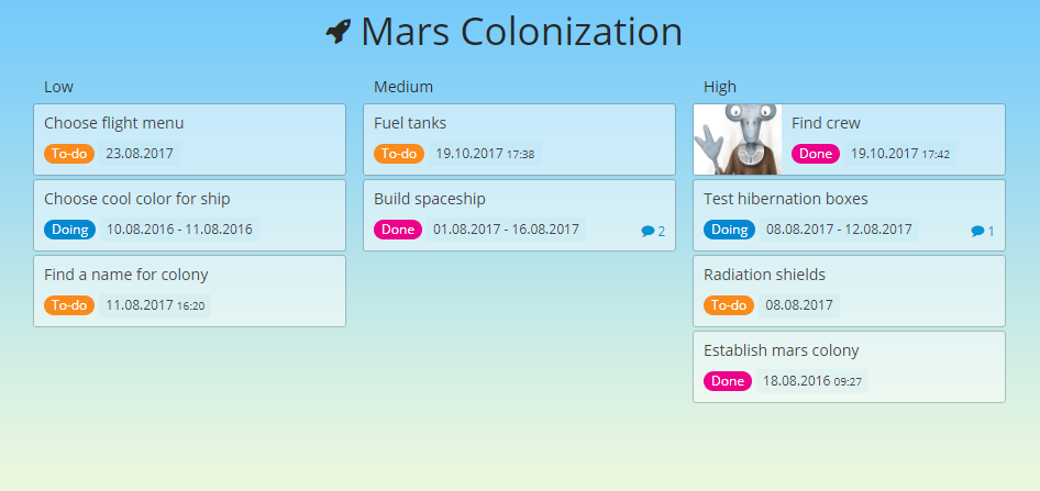 Zenkit Kanban Board