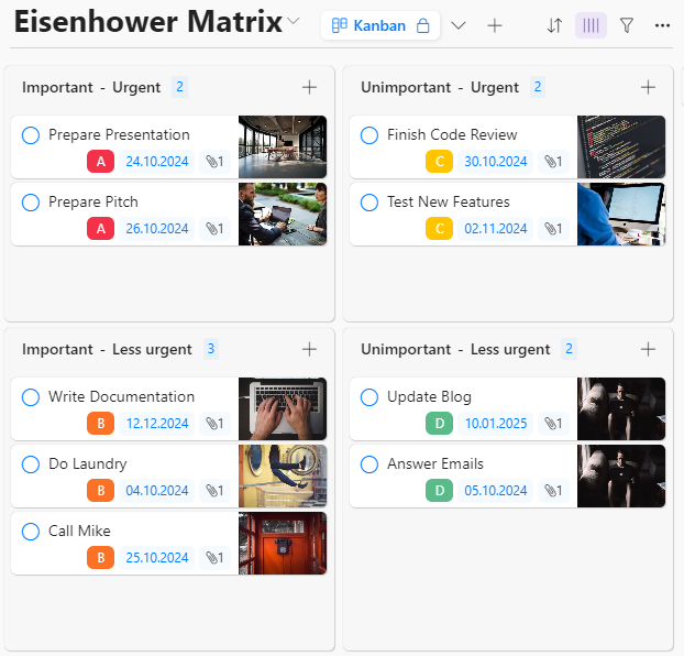 Eisenhower Matrix in Zenkit