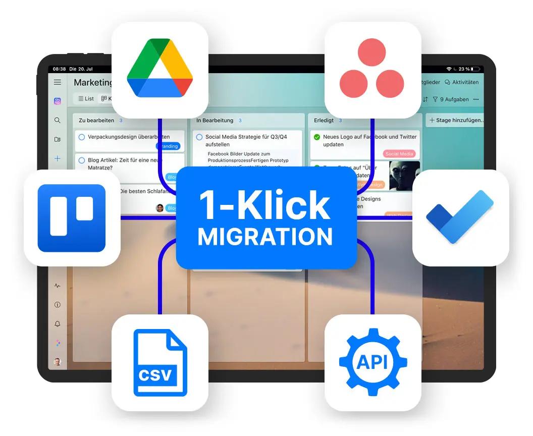 Daten mit einem Klick von anderen Apps in Zenkit migrieren