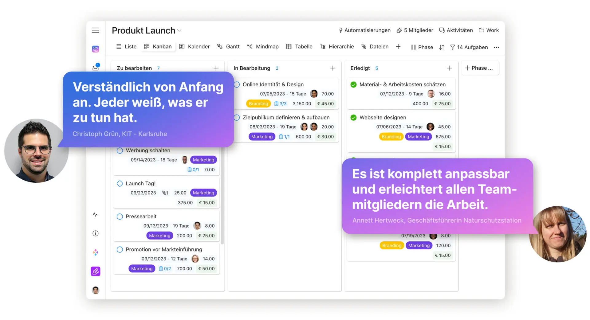 Der Kanban-Board View in Zenkit