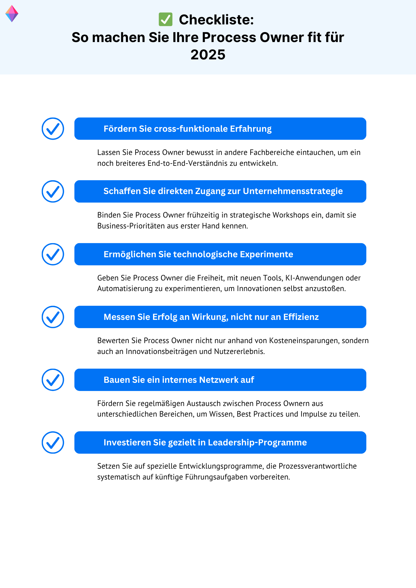 Checkliste zur Vorbereitung von Process Ownern für Prozessmanagement 2025 mit Tipps für Innovation, Strategie und Leadership